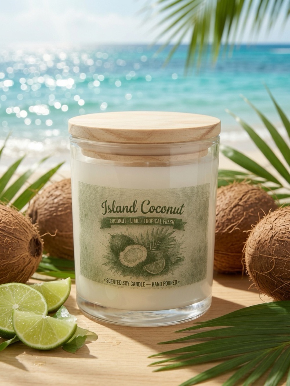 9oz Island Coconut Soy Wax Candle • Coconut & Lime • Tropical Fresh